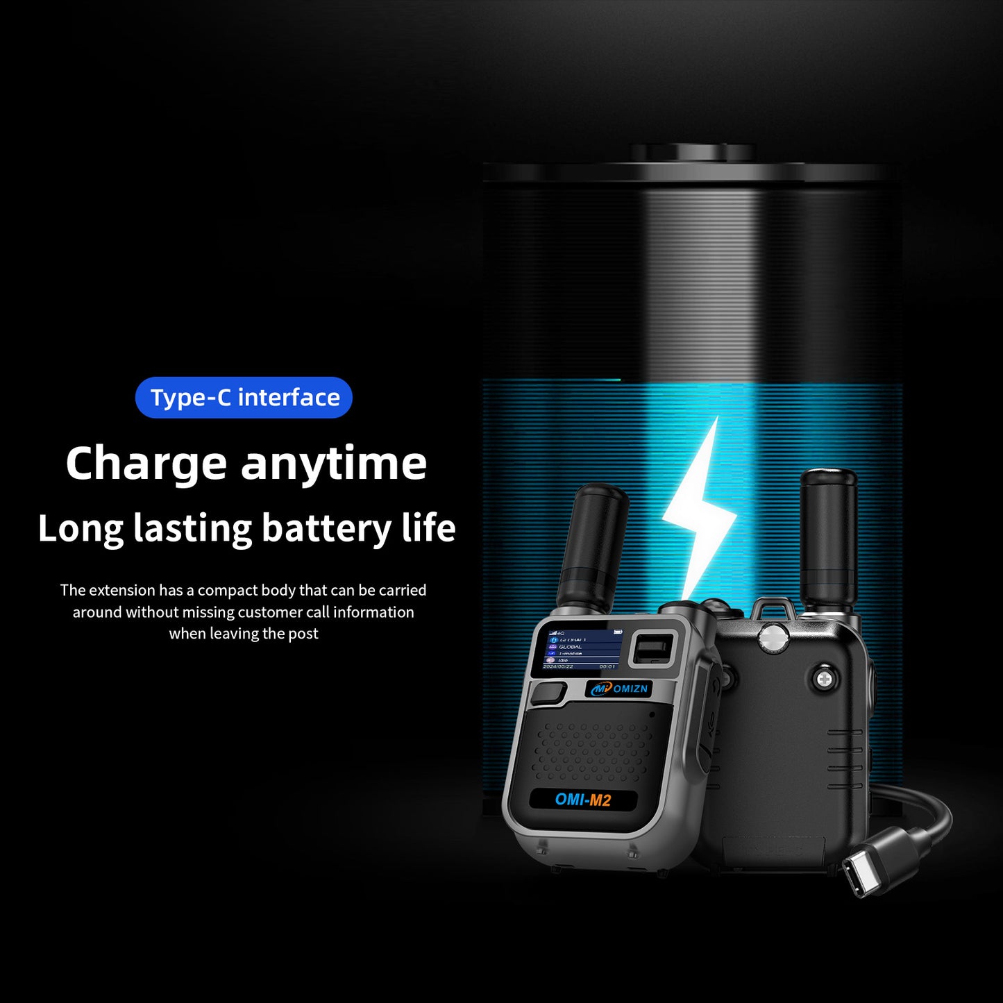OMIZN M5 Global Walkie Talkie Unlimited Range, 4G LTE PoC Two Way Radio with AES256 Encryption Flashlight for Outdoor