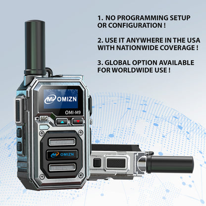 OMIZN M9 4G LTE Global Walkie Talkies – Long-Range Nationwide Communication, 5000+ km Coverage, No Monthly Fees