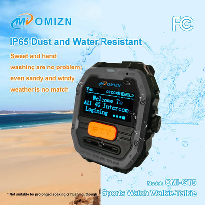 OMIZN GT5 Watch Walkie Talkie 4G Unlimited Range PoC Radios VOX Hands-Free IP65 AES256 Noise Reduction
