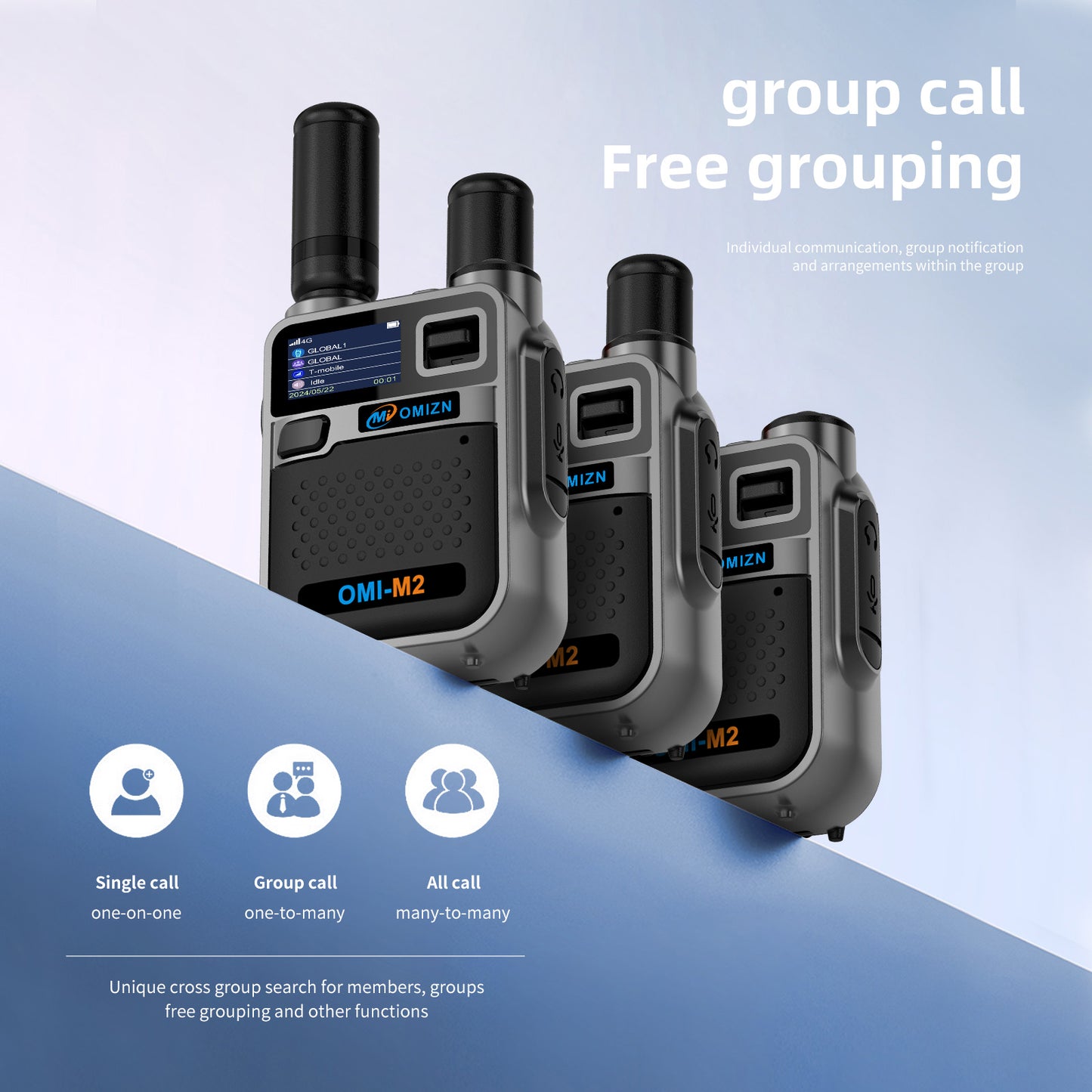 OMIZN M5 Global Walkie Talkie Unlimited Range, 4G LTE PoC Two Way Radio with AES256 Encryption Flashlight for Outdoor