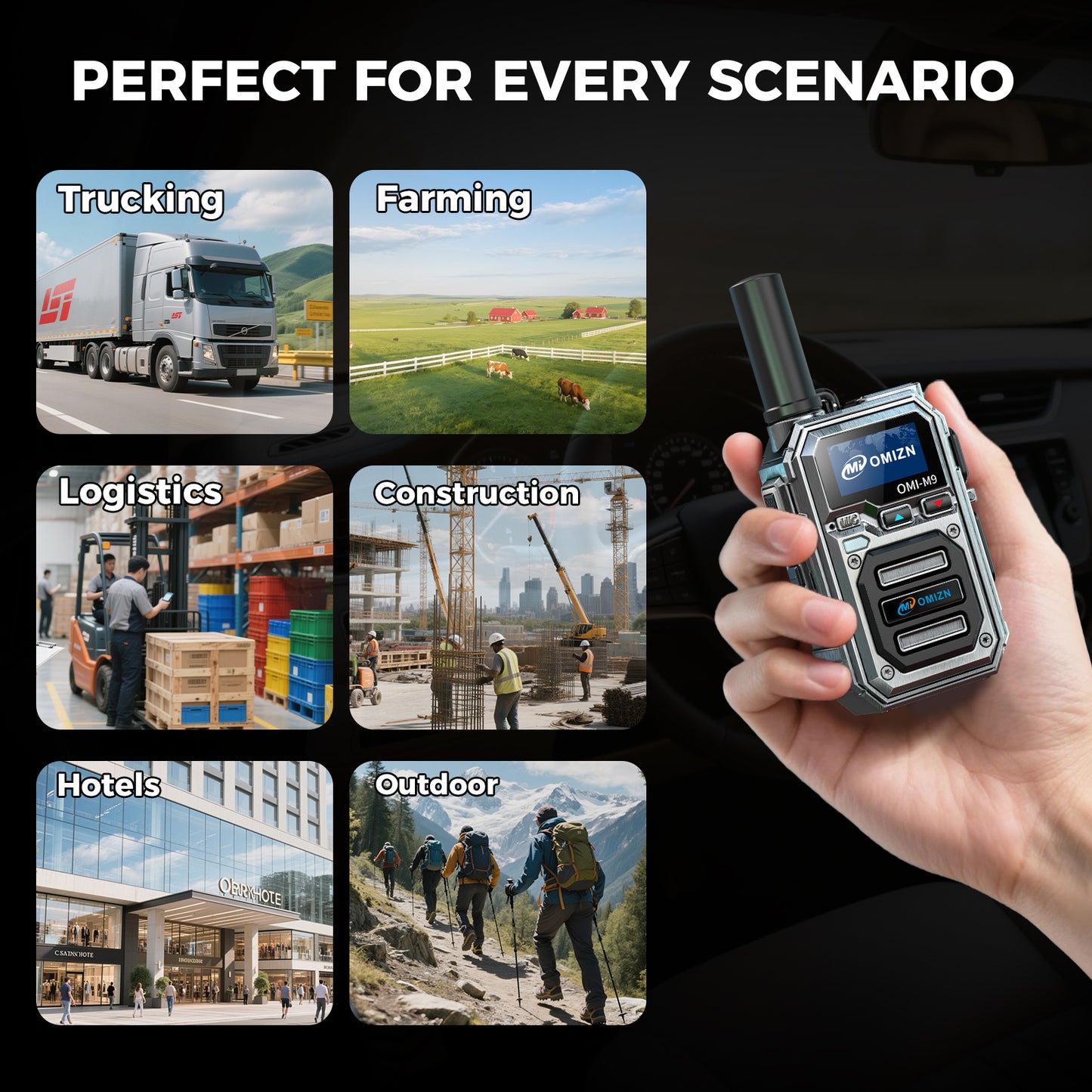 OMIZN M9 4G LTE Global Walkie Talkies – Long-Range Nationwide Communication, 5000+ km Coverage, No Monthly Fees